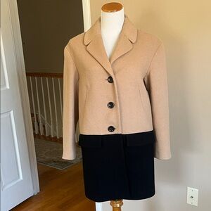 Talbots Two-Tone Pea Coat in Camel and Black